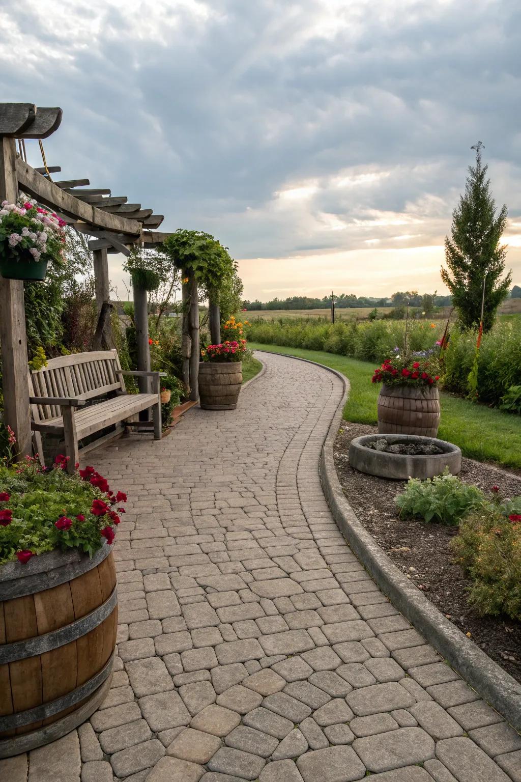 Achieve a rustic look with stamped concrete.