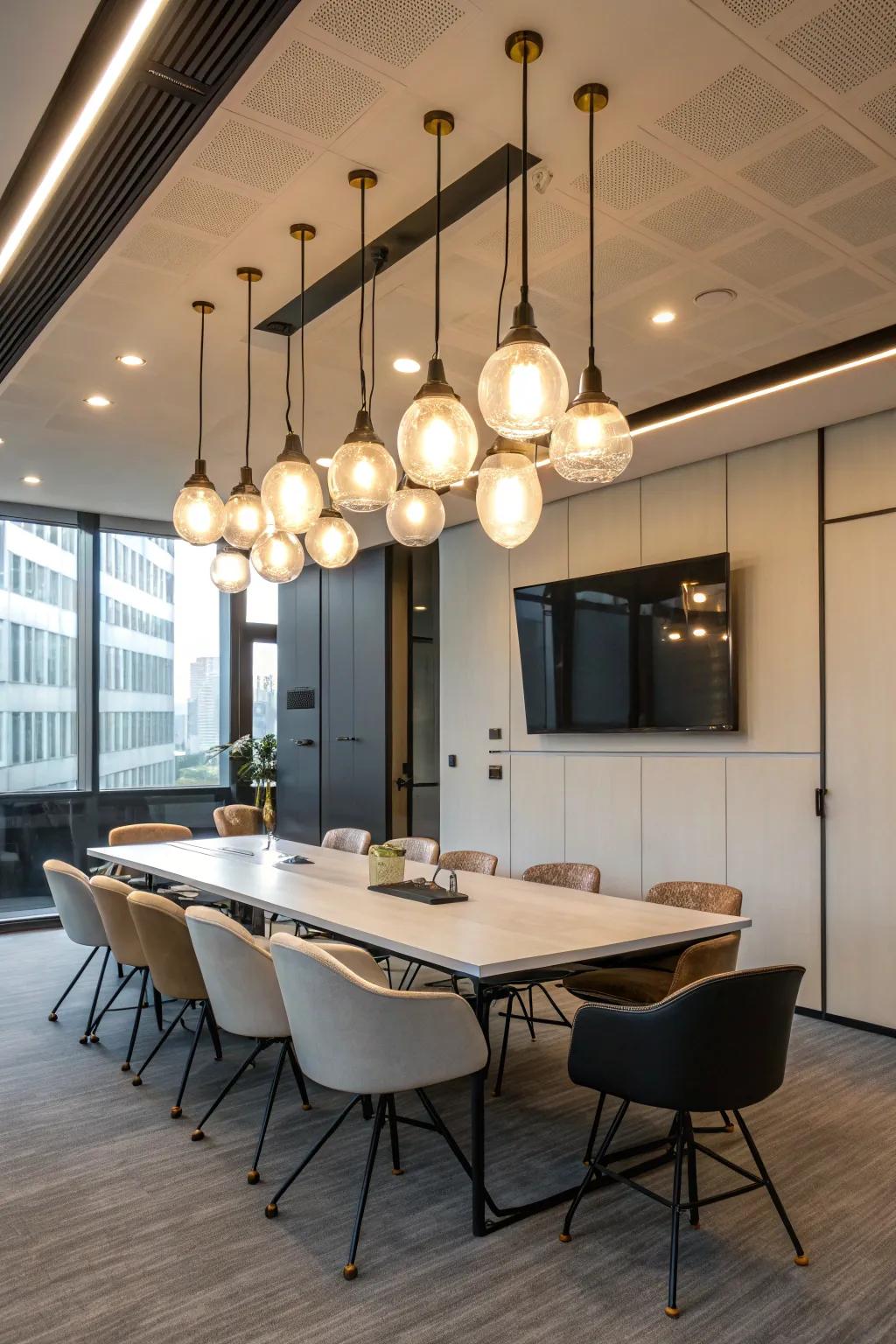 Modern lighting adds a sense of elegance and comfort.