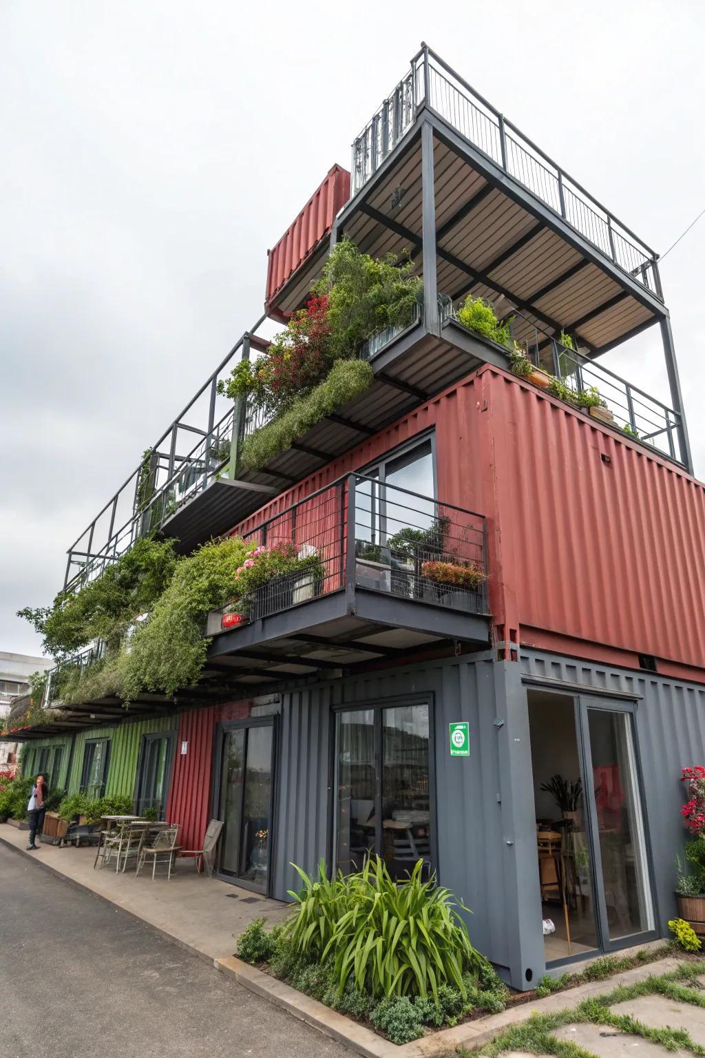 A multi-story container home cleverly maximizing space.