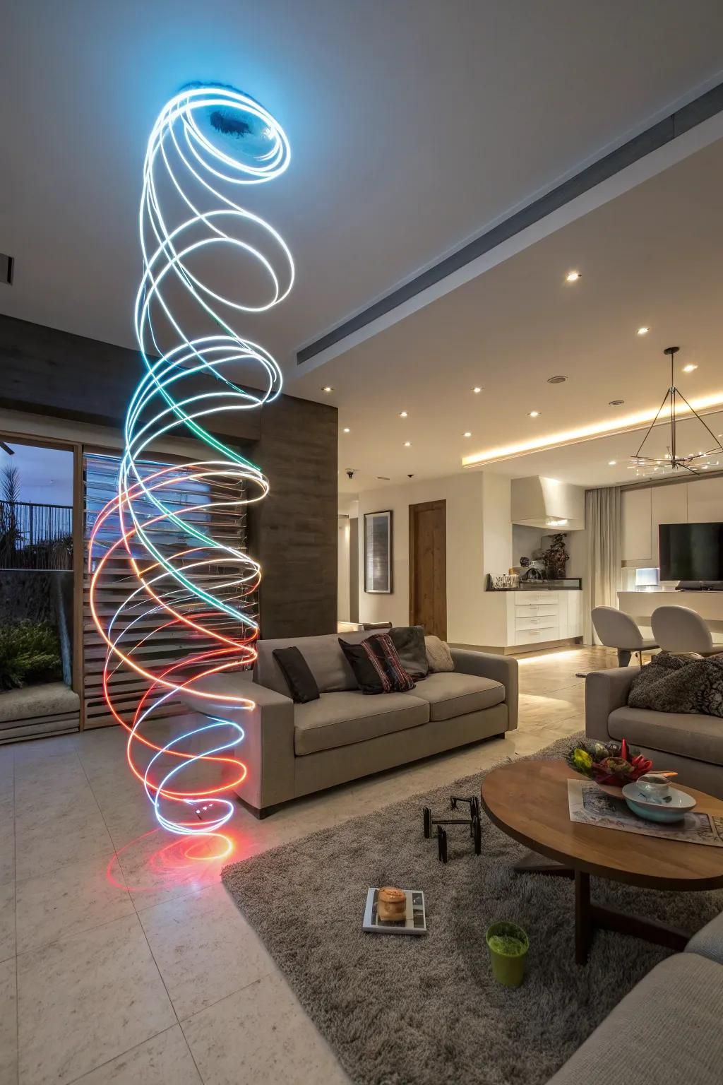 Animate your space with twirling light designs.