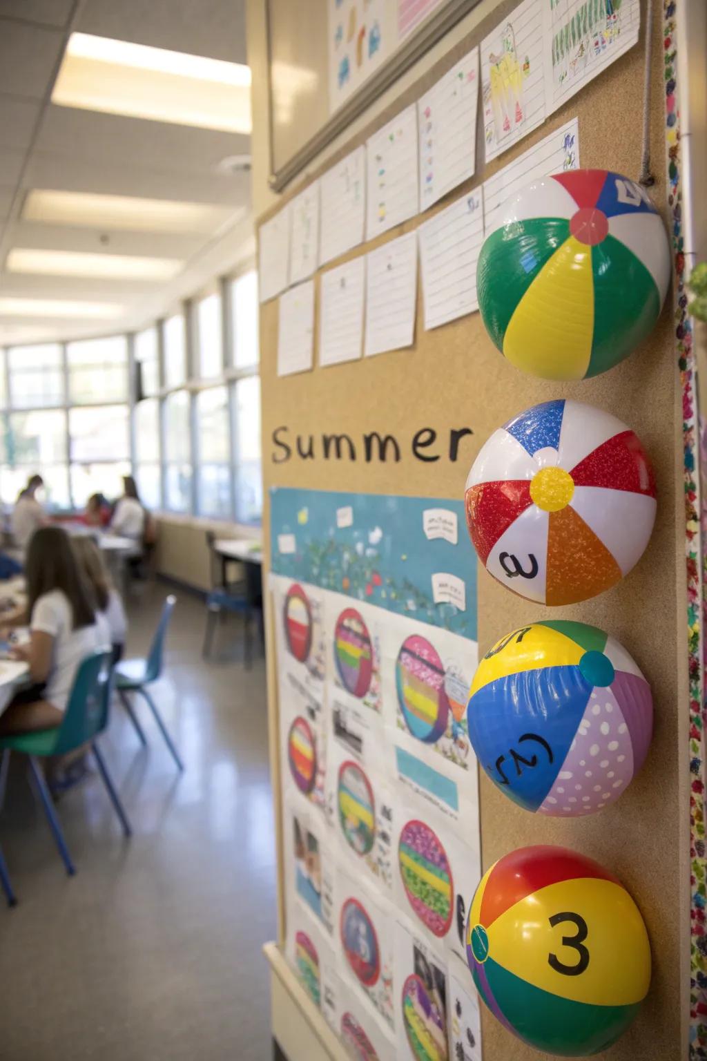 A beach ball bonanza bringing summer vibes into the classroom.