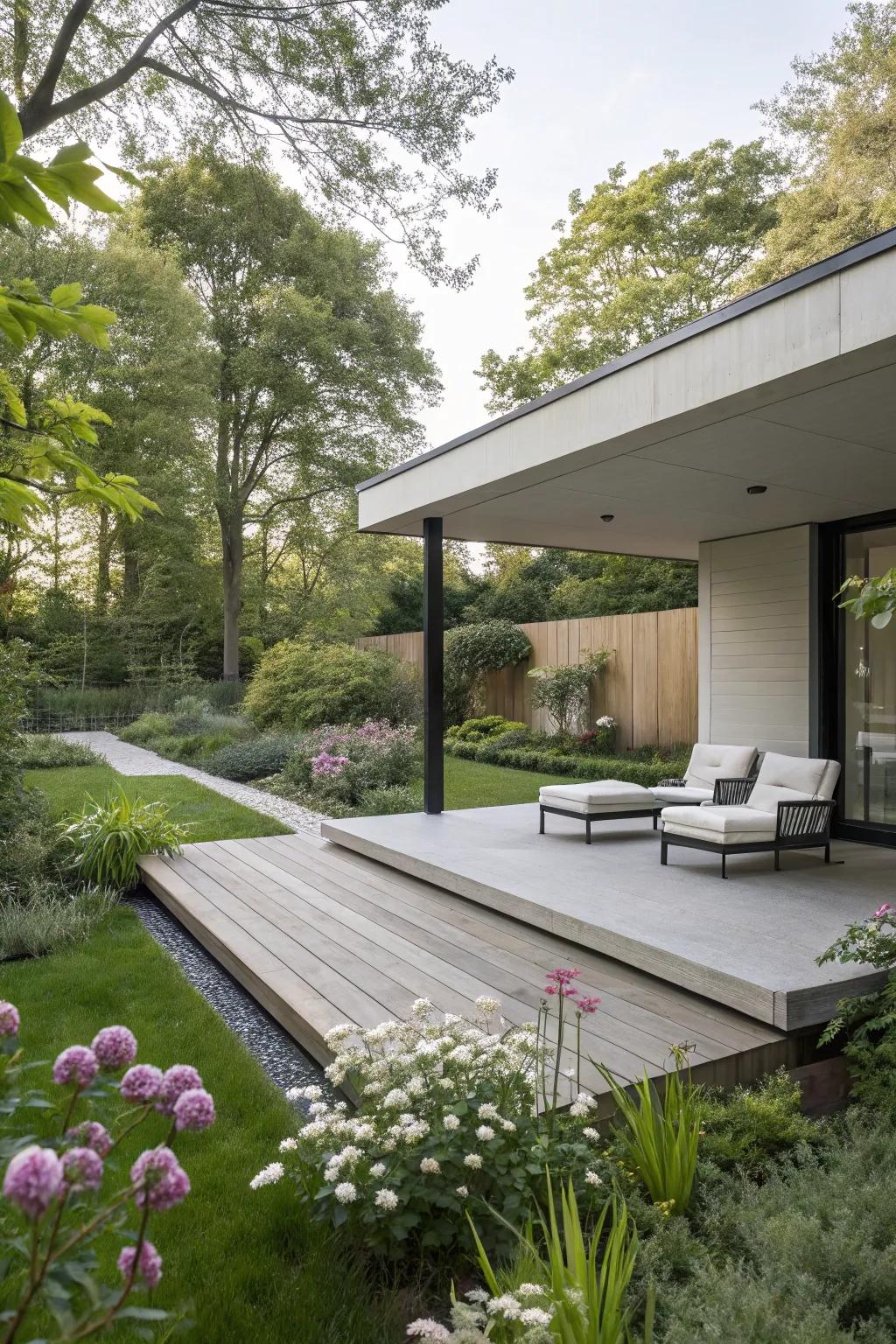 Flat roofs lend a contemporary touch to outdoor settings, making them perfect for modern homes.