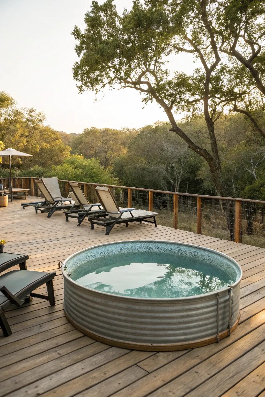 Enhance your pool space using a charming timber deck created for unwinding.