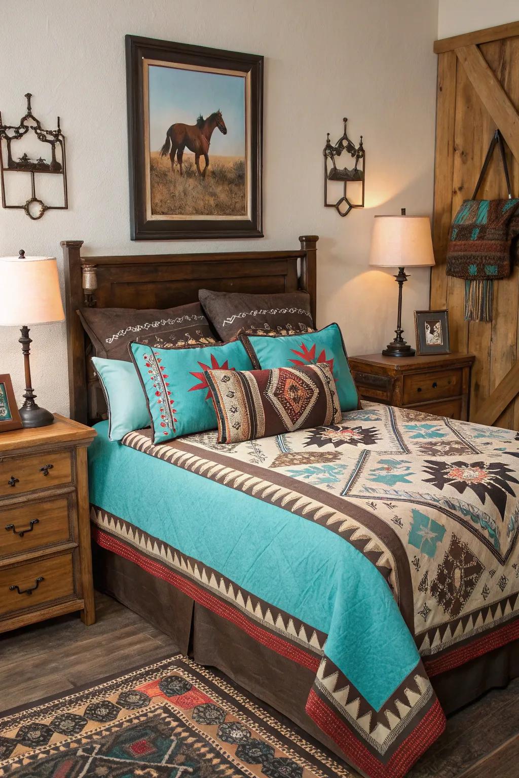 Eye-catching patterns and textures capture the cowgirl essence.