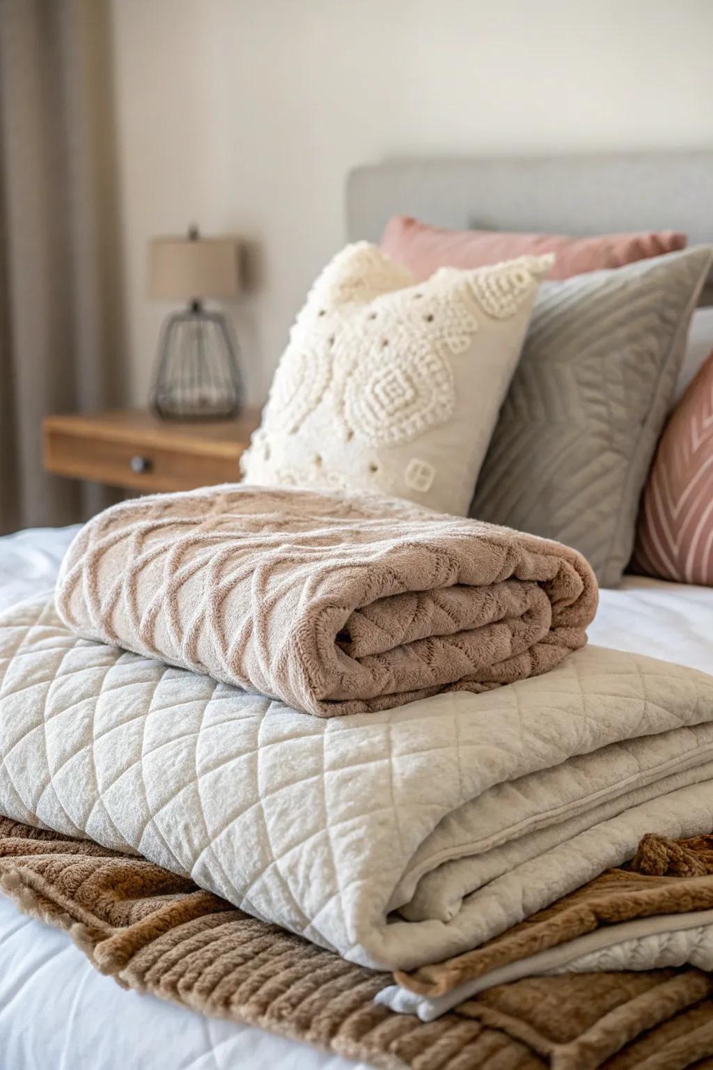 Blended textures offer comfort and warmth, transforming your bed into an exceptionally cozy sanctuary.