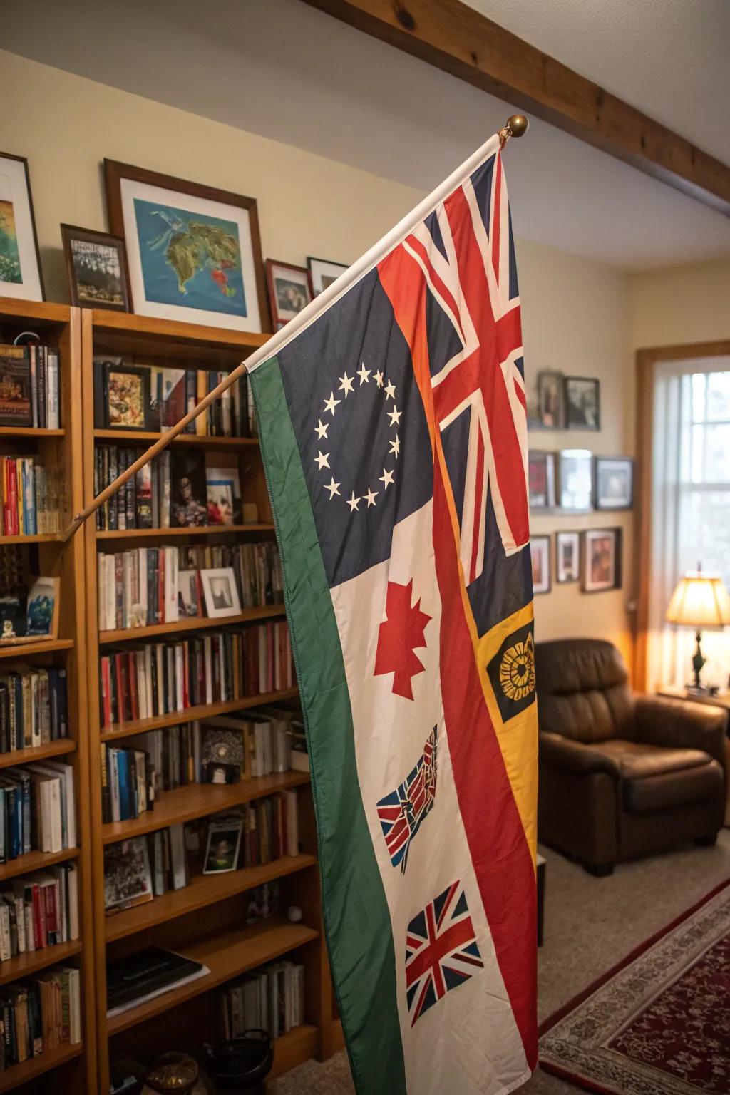 Honor your heritage with a culturally inspired flag in your study.