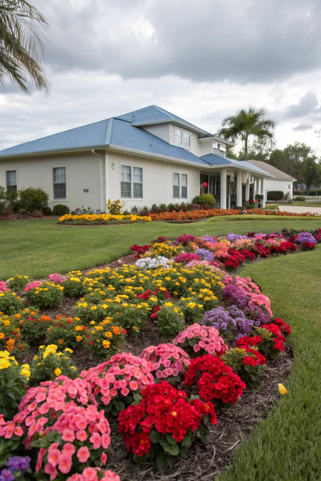 Vibrant floral patches introduce energy and vitality to your landscape.