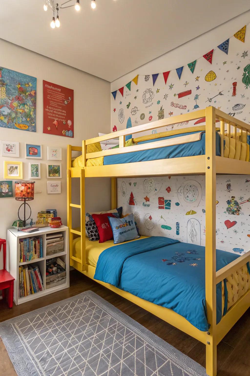 Space-maximizing and playful tiered beds designed for shared sister adventures.