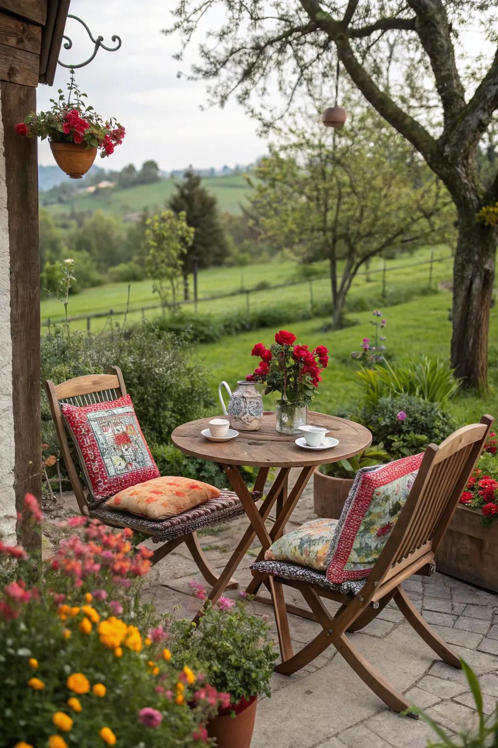 An inviting sitting space is just right for unwinding in your garden.