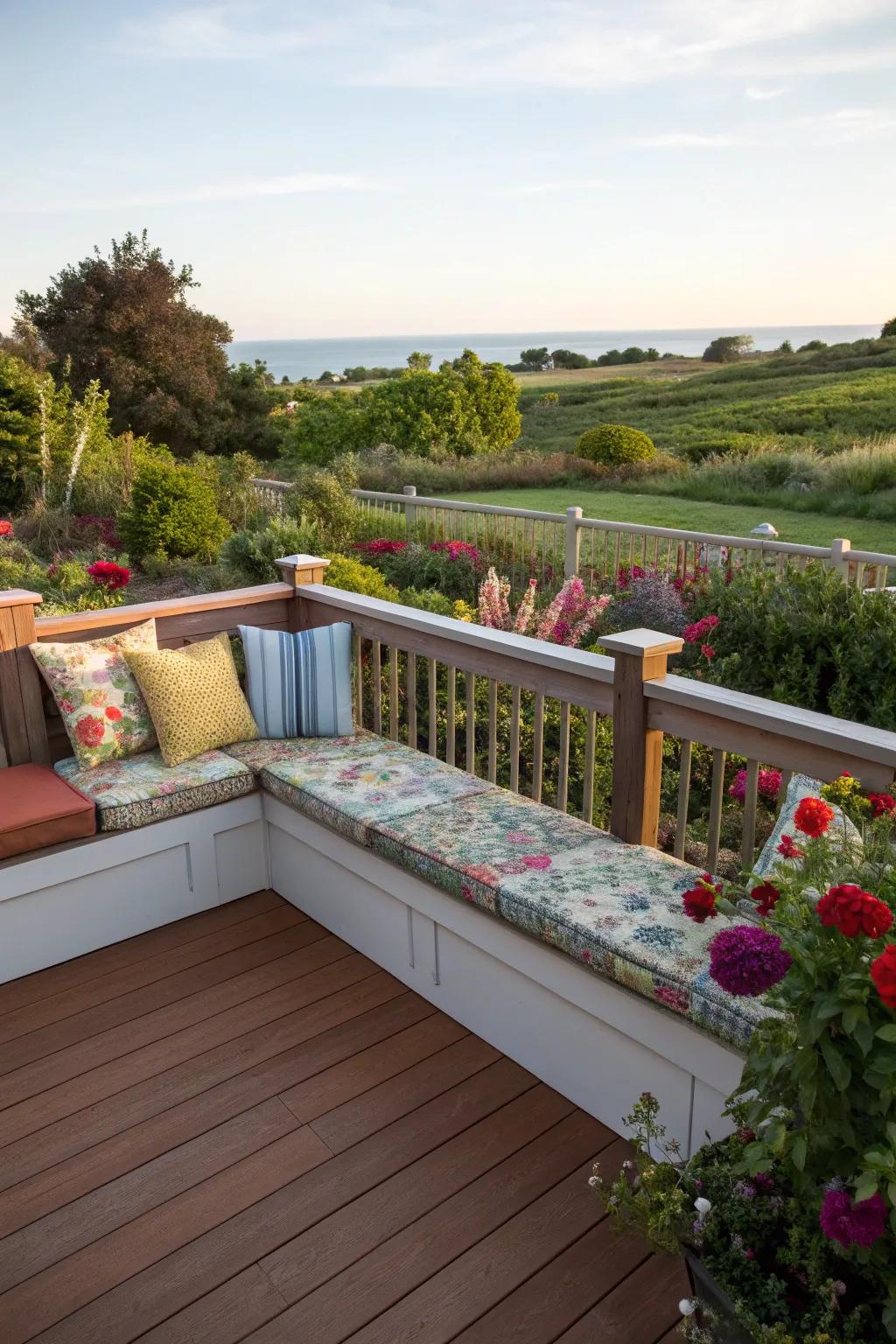 Angular seating that leverages corner real estate on your deck.