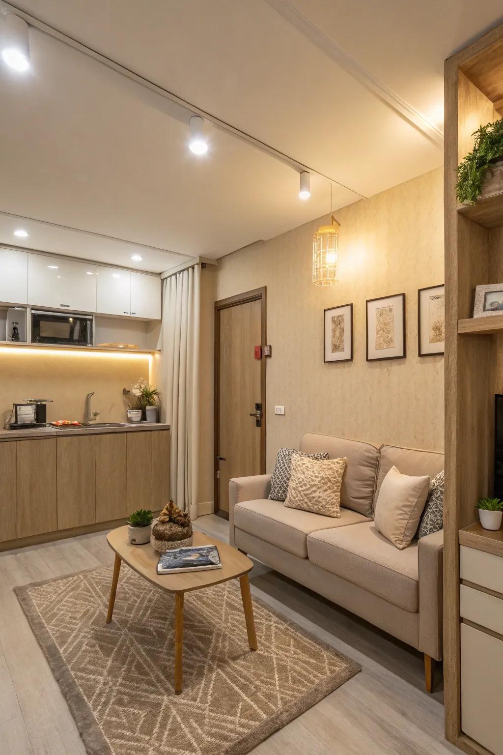 Neutral colors impart a sense of tranquility and spaciousness to smaller areas.