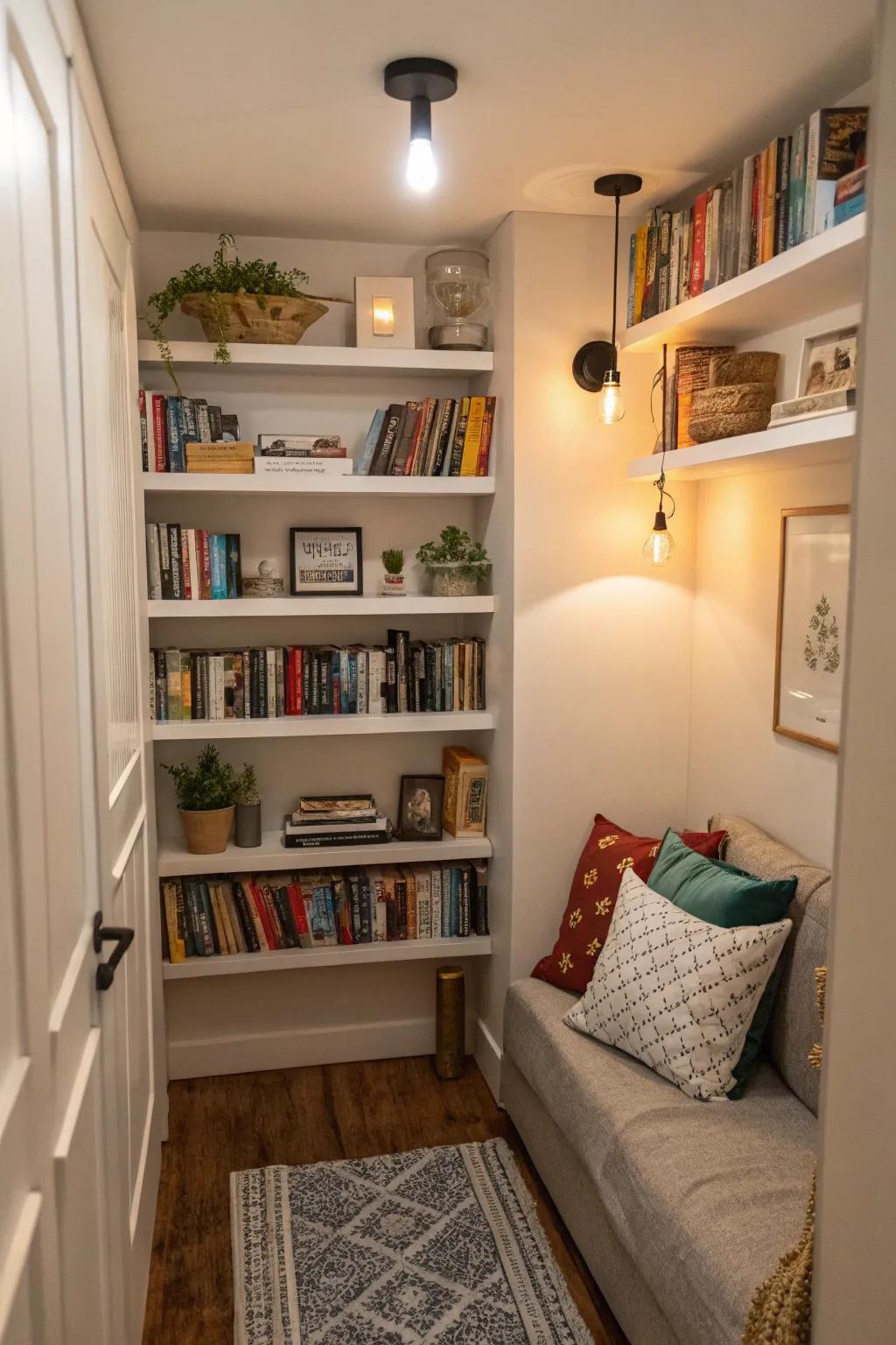Utilize vertical space effectively with high shelving.