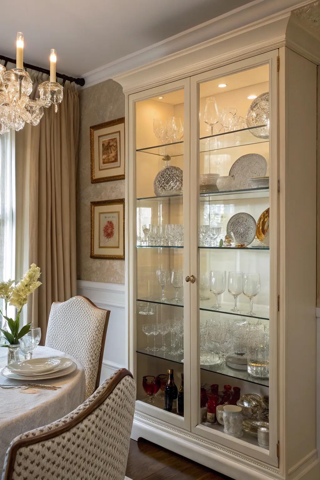 Display your treasured items with style using glass-front cabinets.