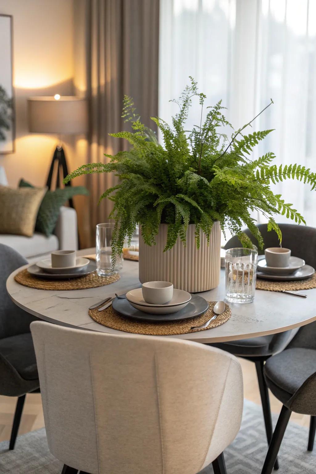 Greenery can breathe life into your dining space while keeping it fresh and inviting.