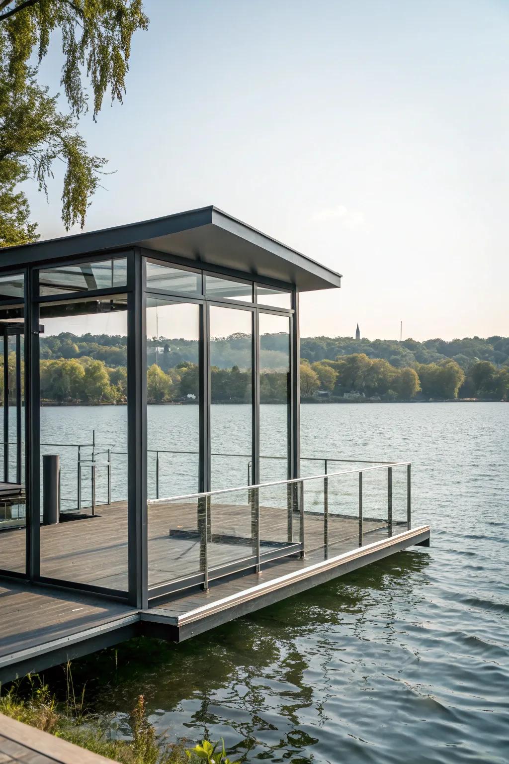 Sleek modern design meets the beauty of nature with a minimalist gazebo.