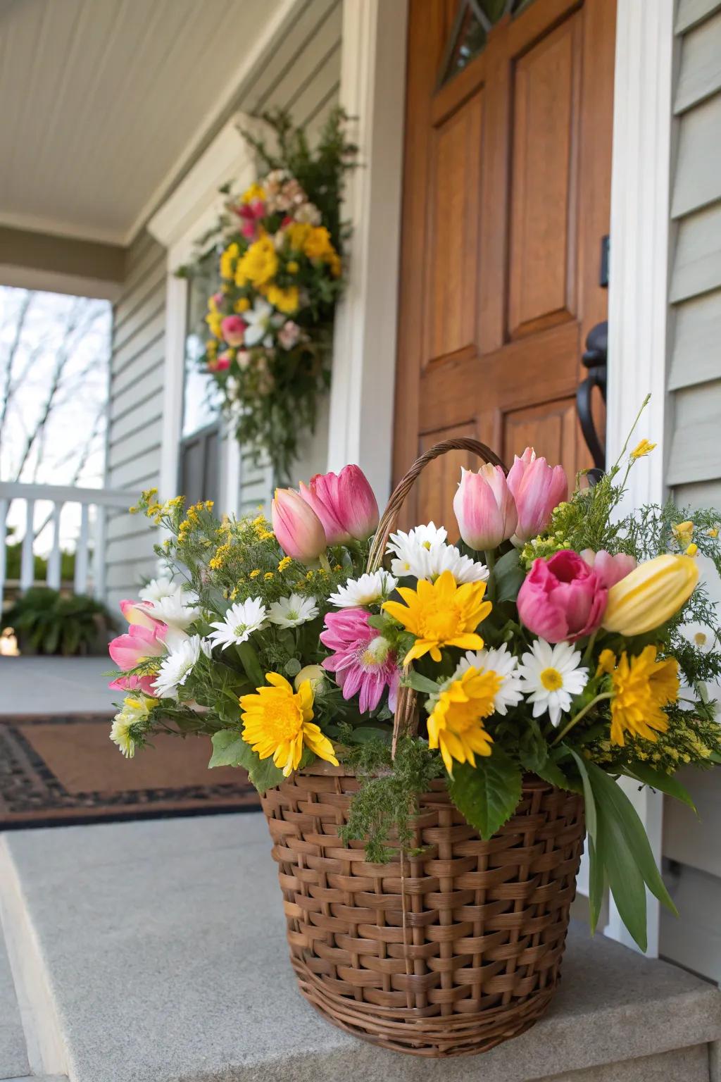 Invigorate your entryway with in-season botanical displays.
