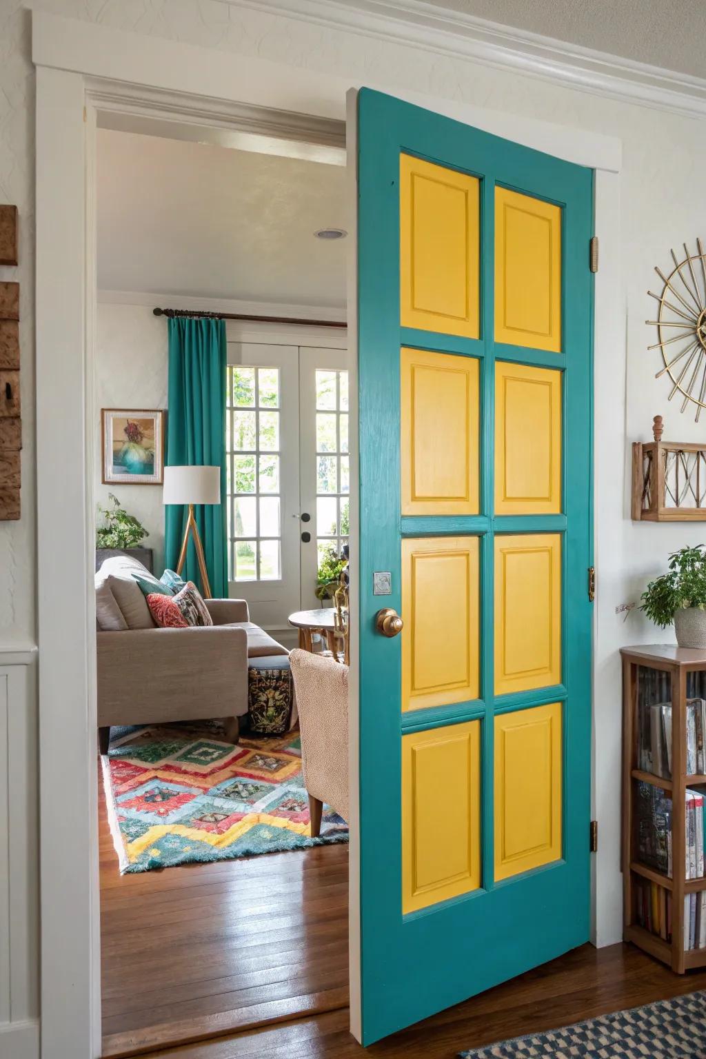Vibrant color block panels for an energetic ambiance.