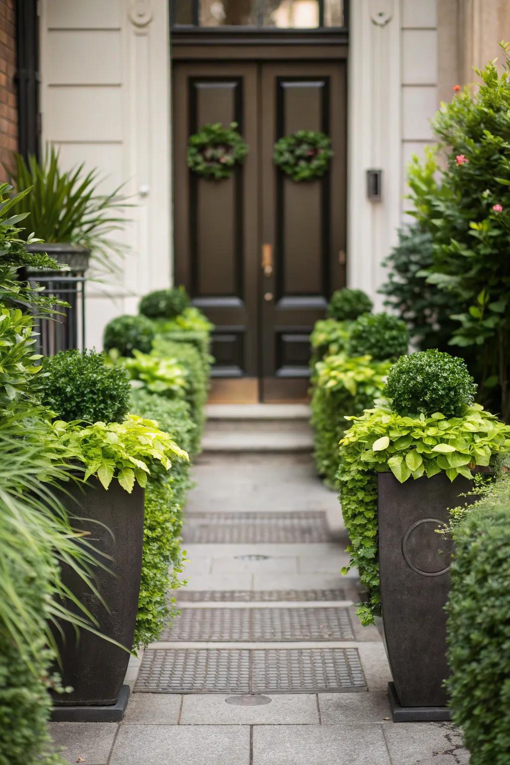 Create perfect symmetry with elegant planters framing your entrance.