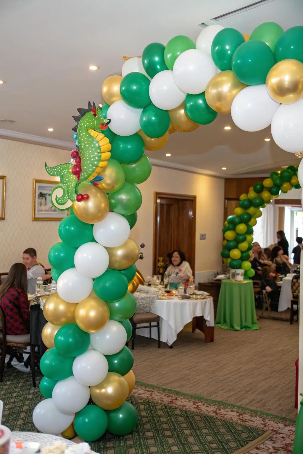 A captivating balloon arch crafts the perfect setting for a spellbinding party.