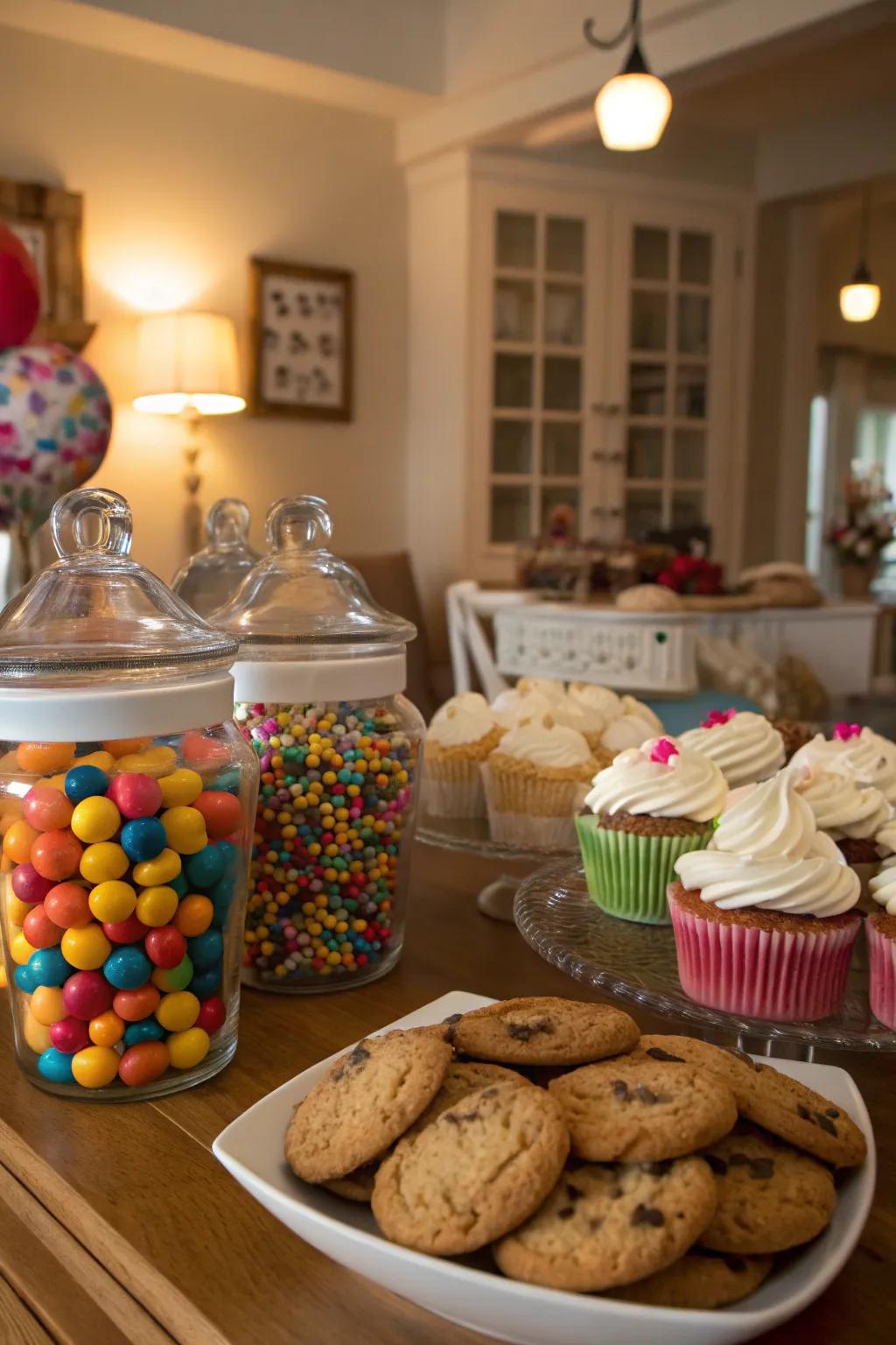 A pleasant mix of house-baked and store-bought goodies.