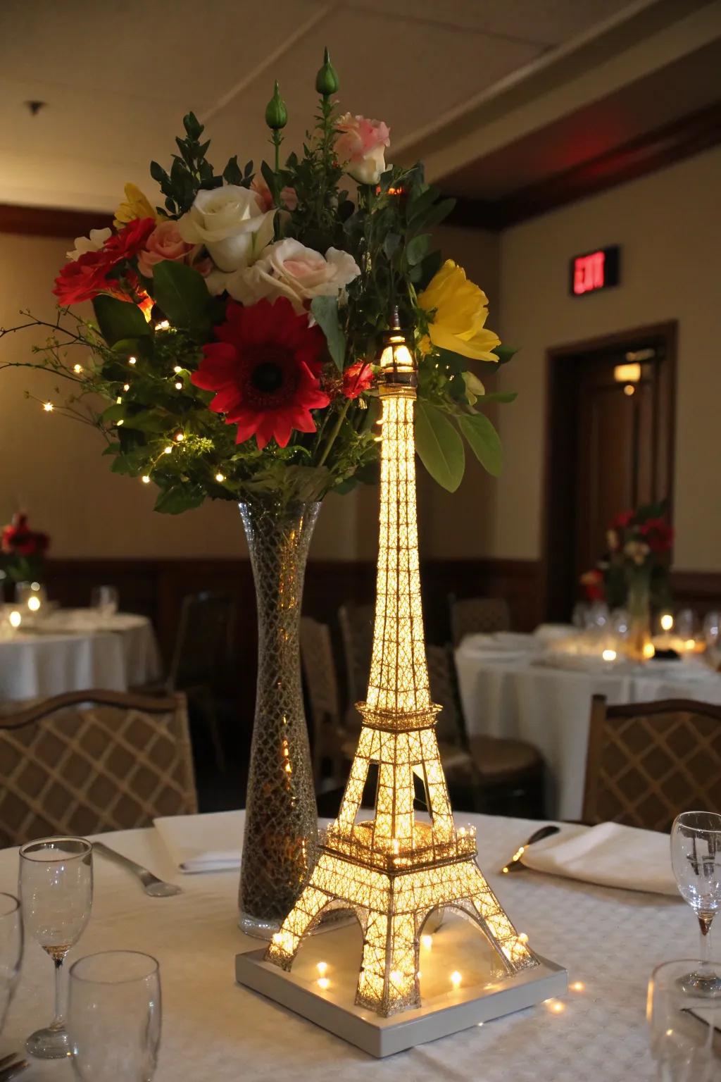 Conjure enchantment with vase centerpieces illuminated by LEDs.