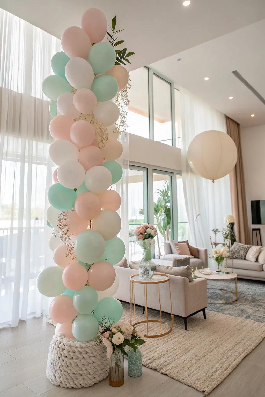 Sophisticated pastel balloon ornaments.