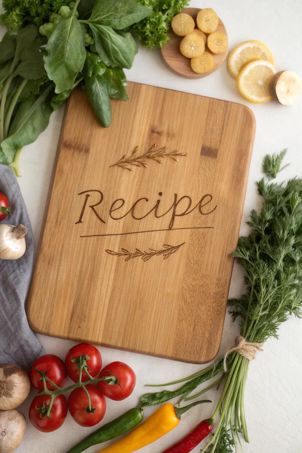 A food board that is engraved with a family recipe can make cooking feel more personal.