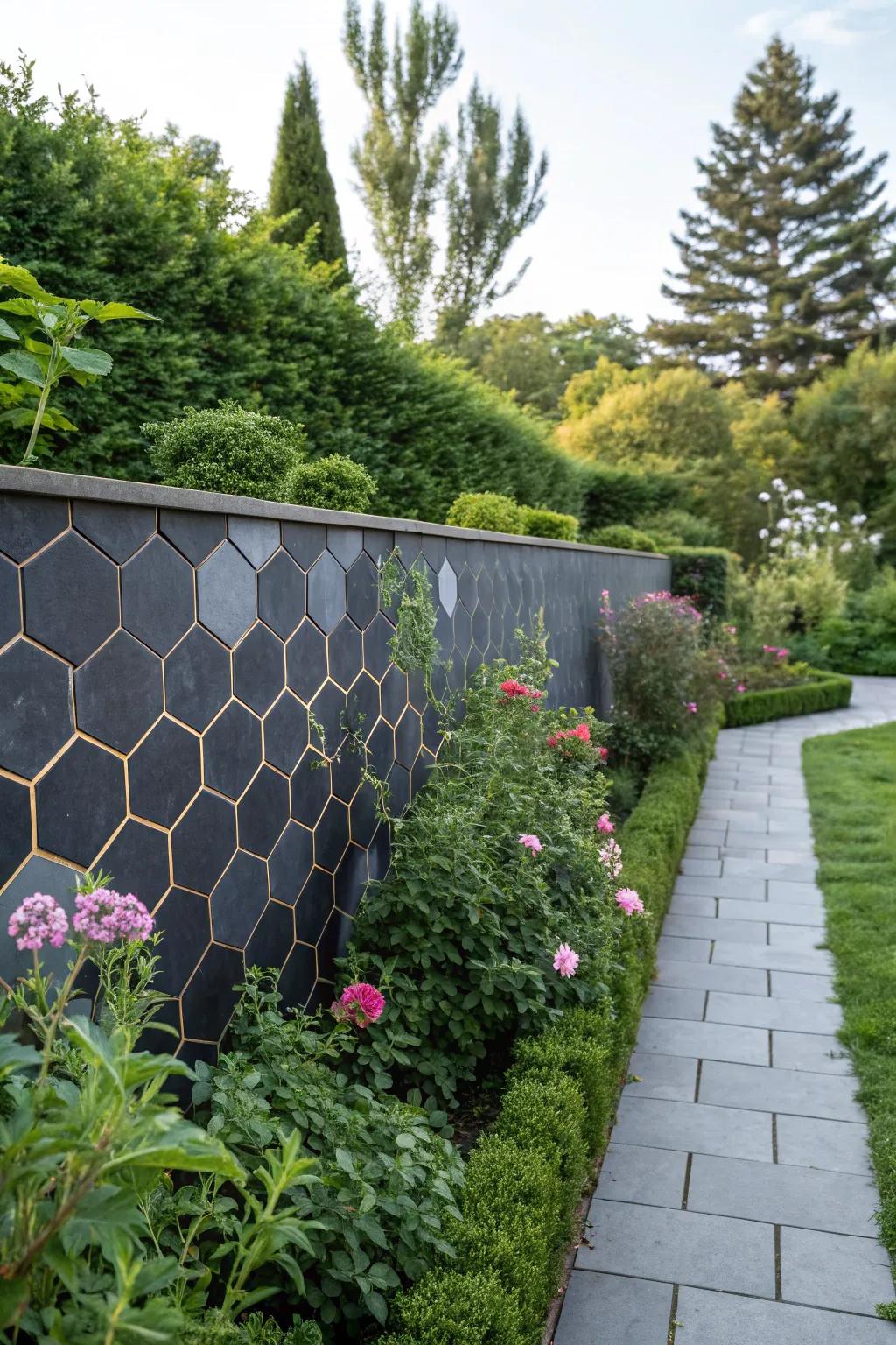 Hexagon cladding provides a distinctive geometric touch.
