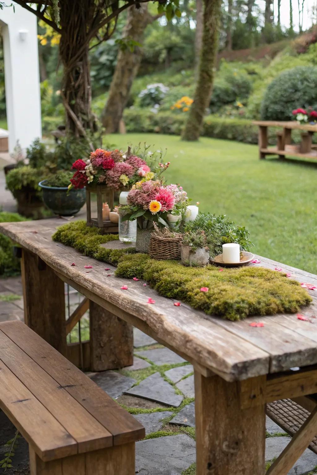 A charming rustic tablescape ideal for a fairy gathering.