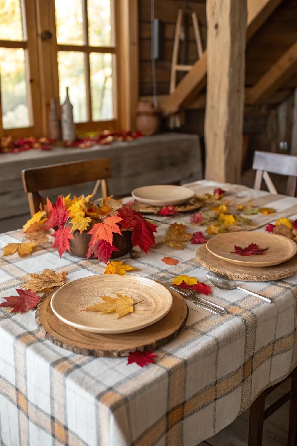 An inviting autumn-inspired table layout suitable for fall celebrations