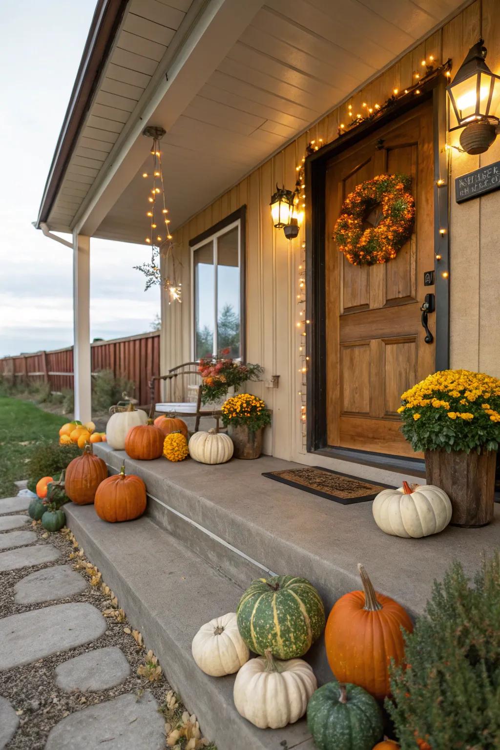 Pumpkins add a festive touch to any porch.