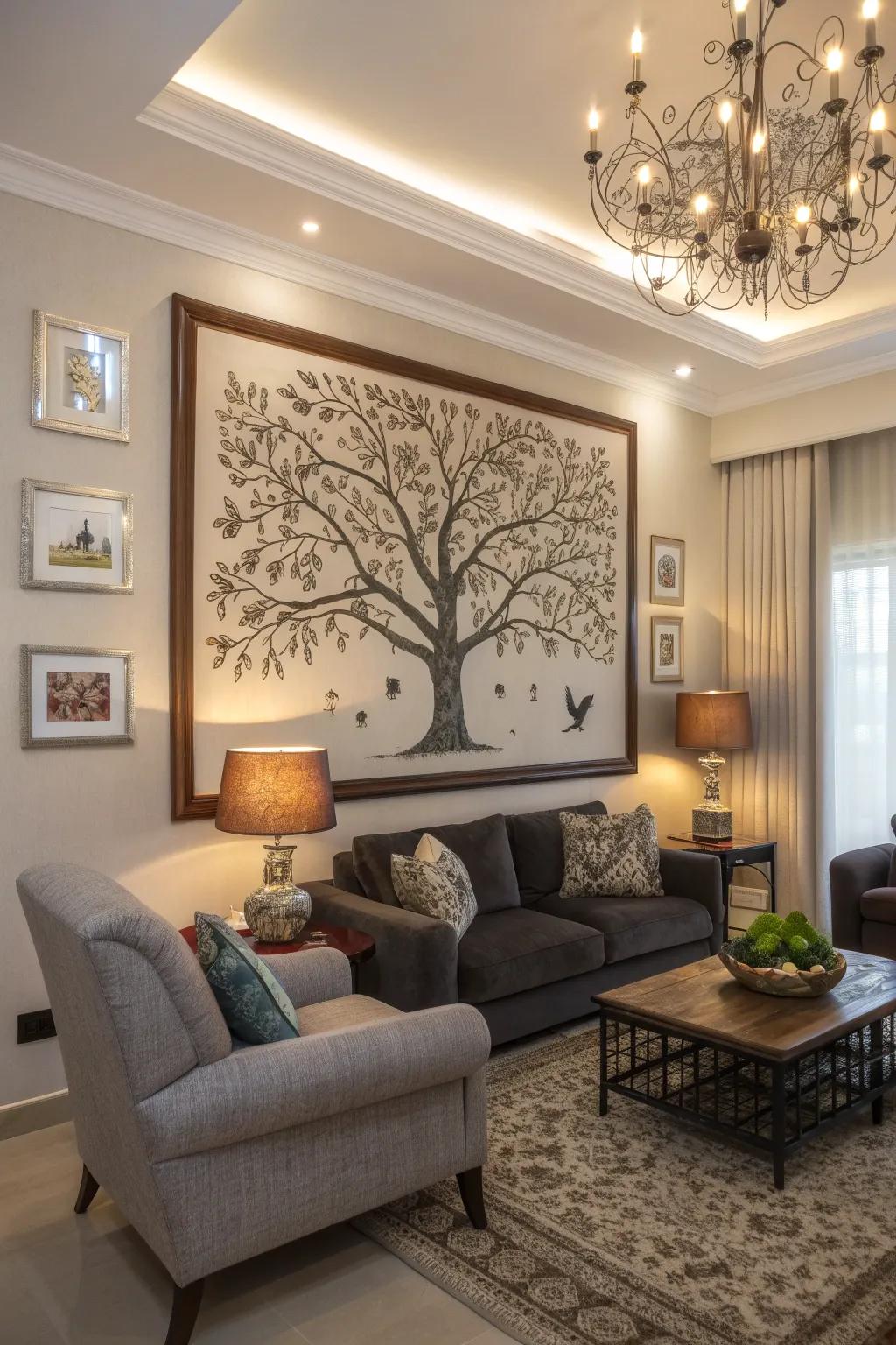 Encased genealogy art adds elegance to your residence.