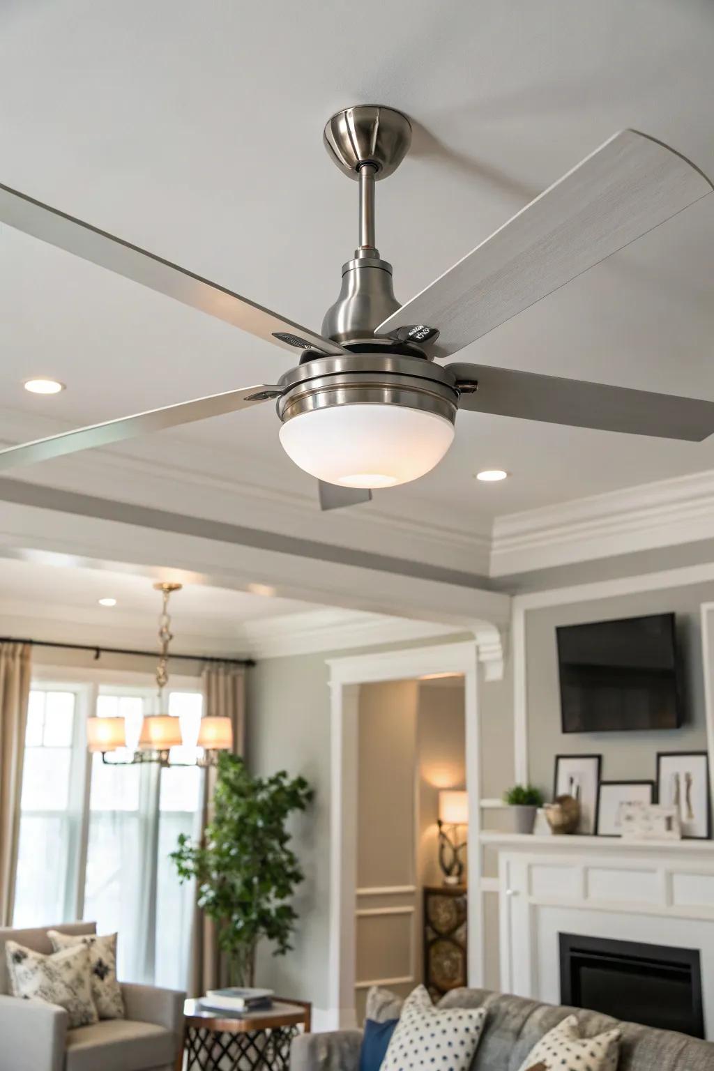 Cultivate a peaceful visual with minimalist overhead ventilators that stylishly deliver a revitalizing atmosphere.