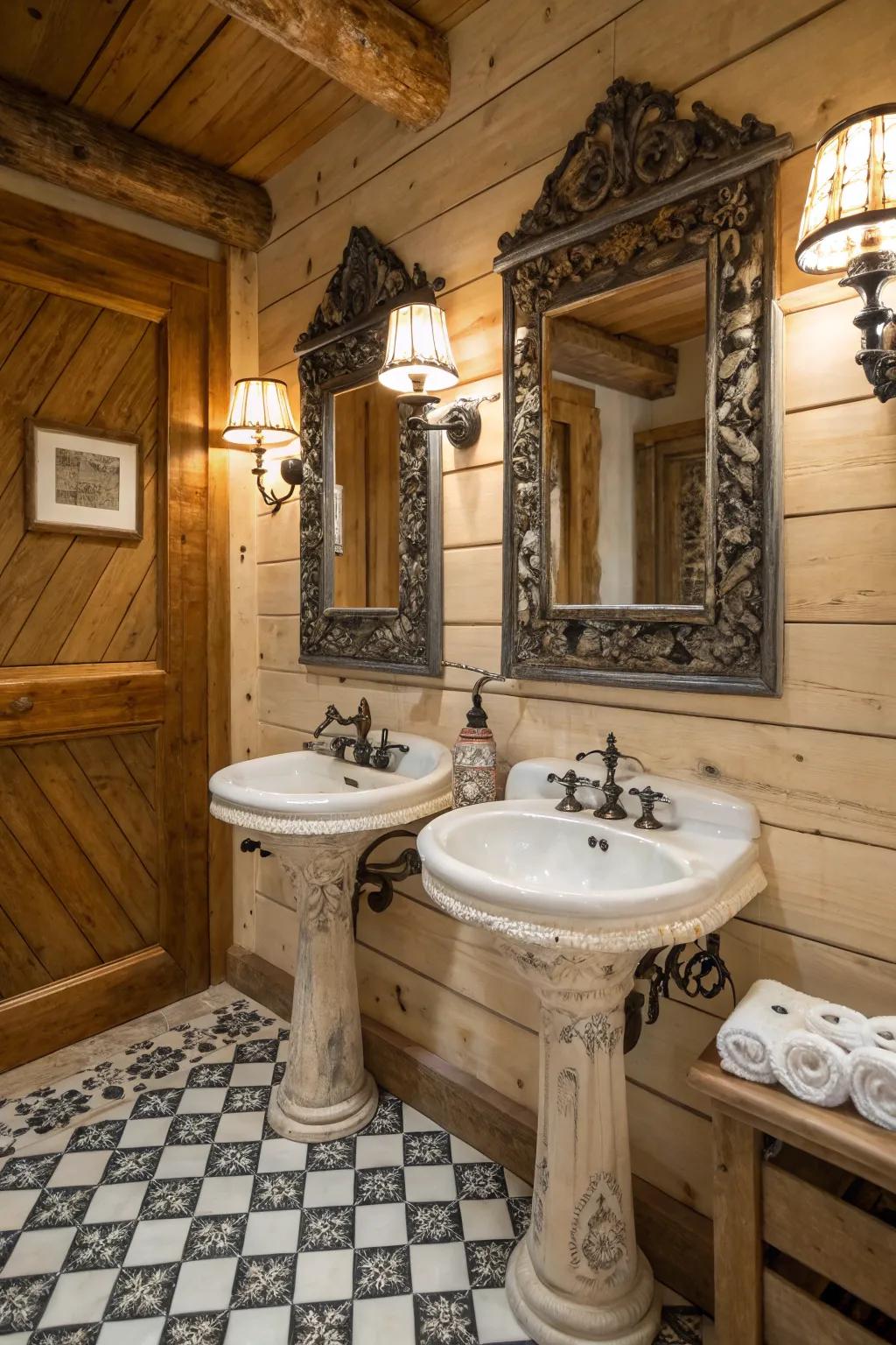 Vintage fixtures give any country bathroom charm and character.