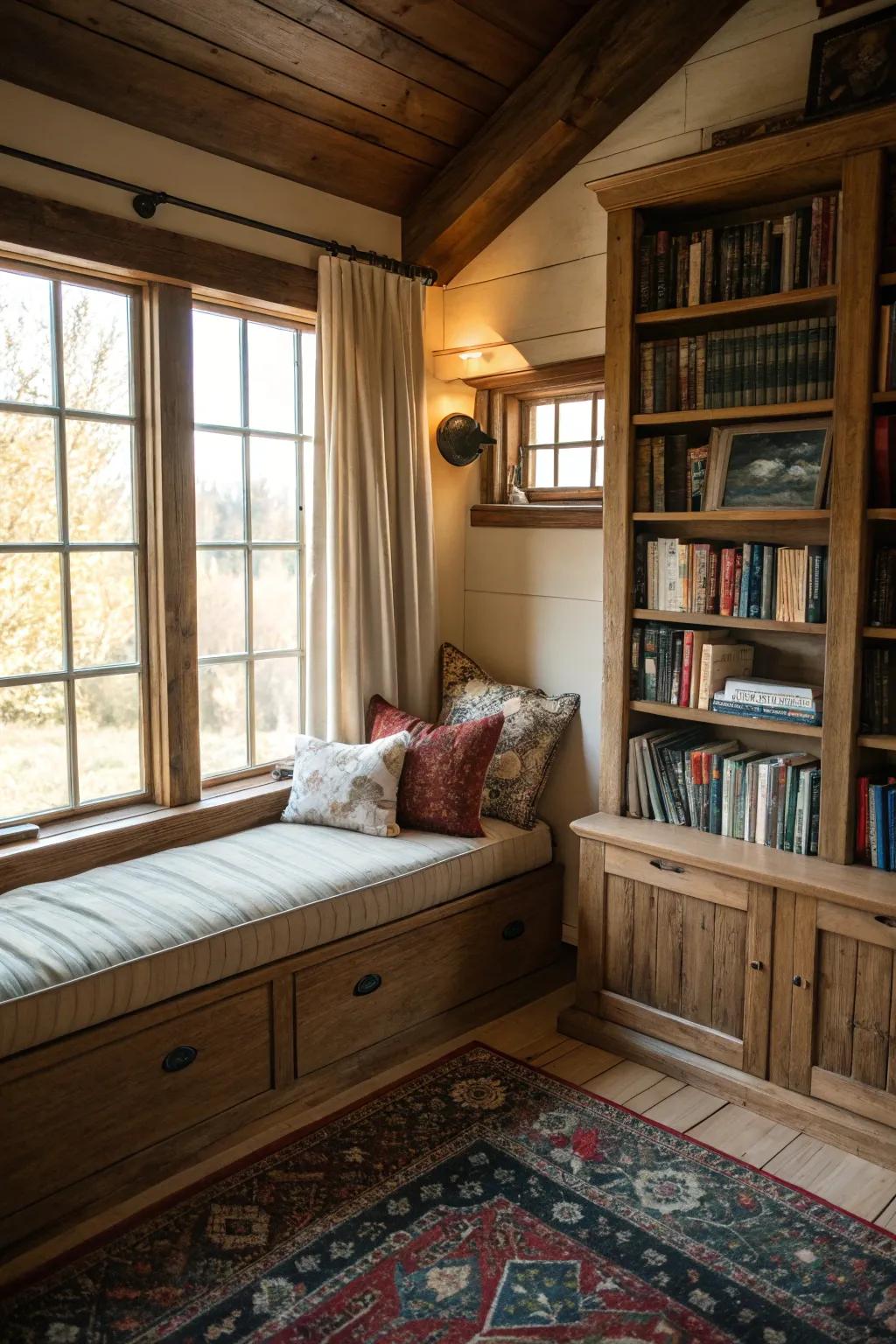 A reading nook infuses comfort and charm into your office.