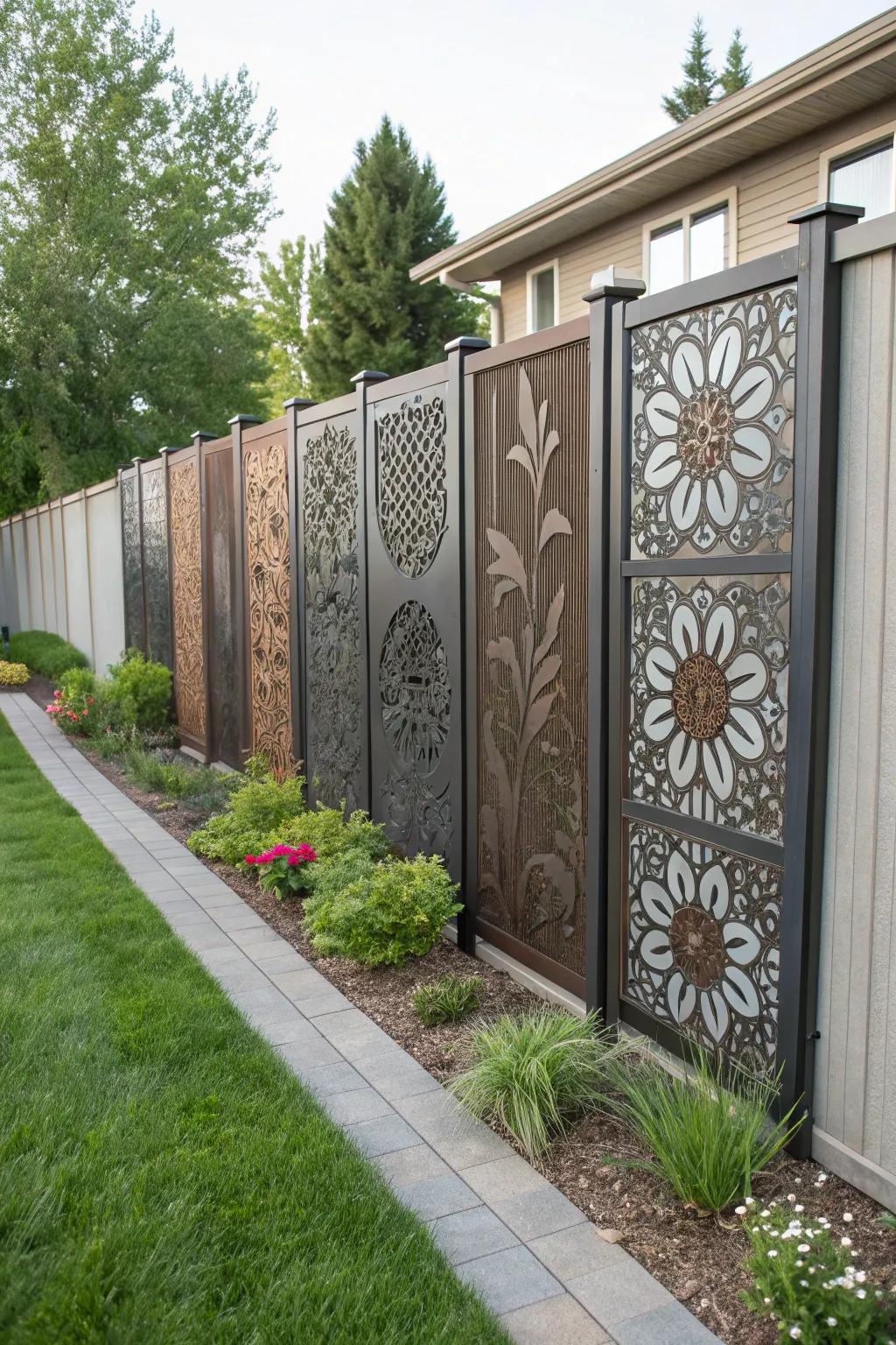Metal boards introduce an element of art and refinement to your fence.