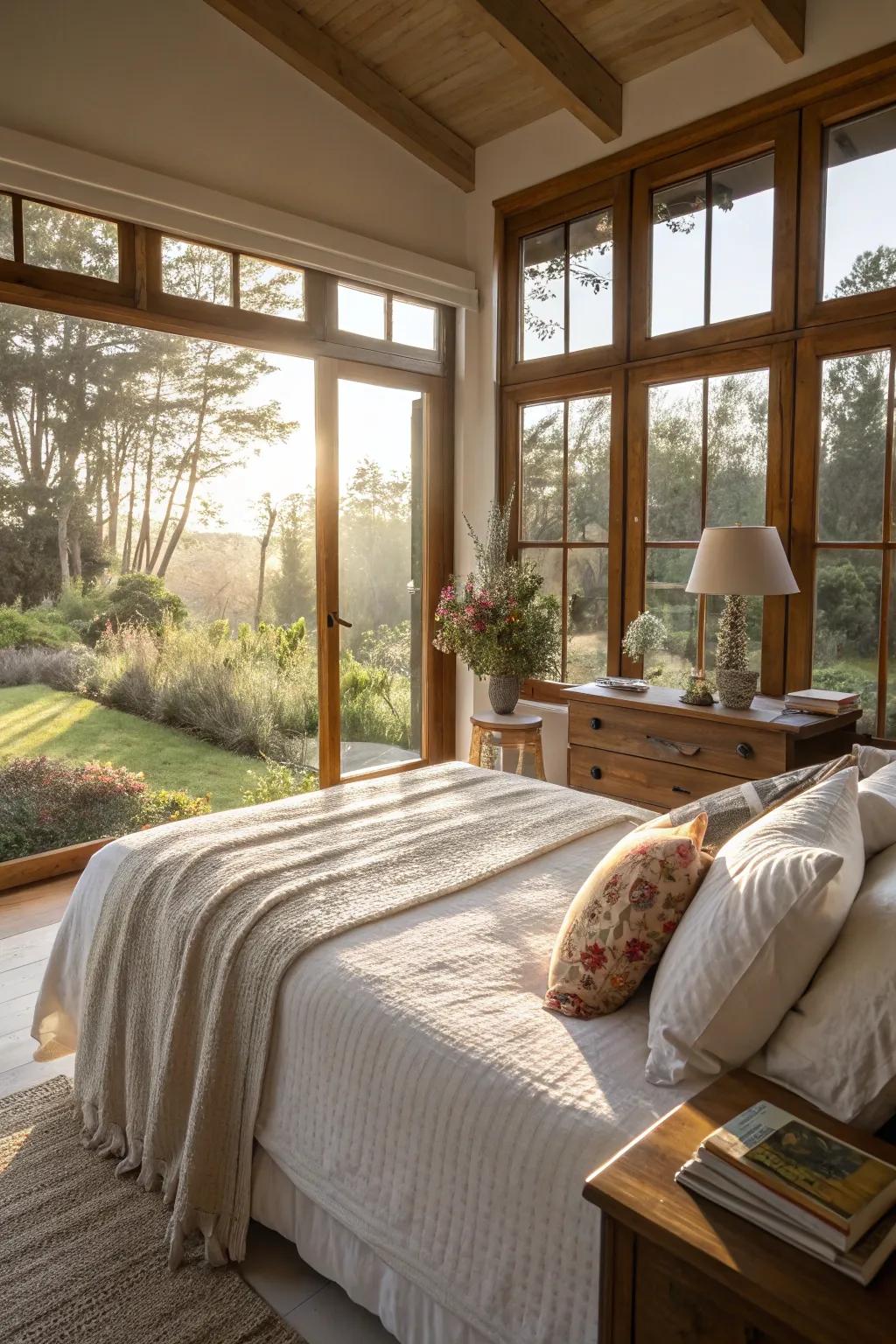 Sunlight enhances the positive energy in a feng shui bedroom.