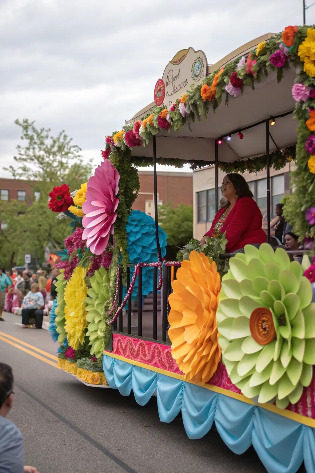 A spectacular floral display on a parade float.