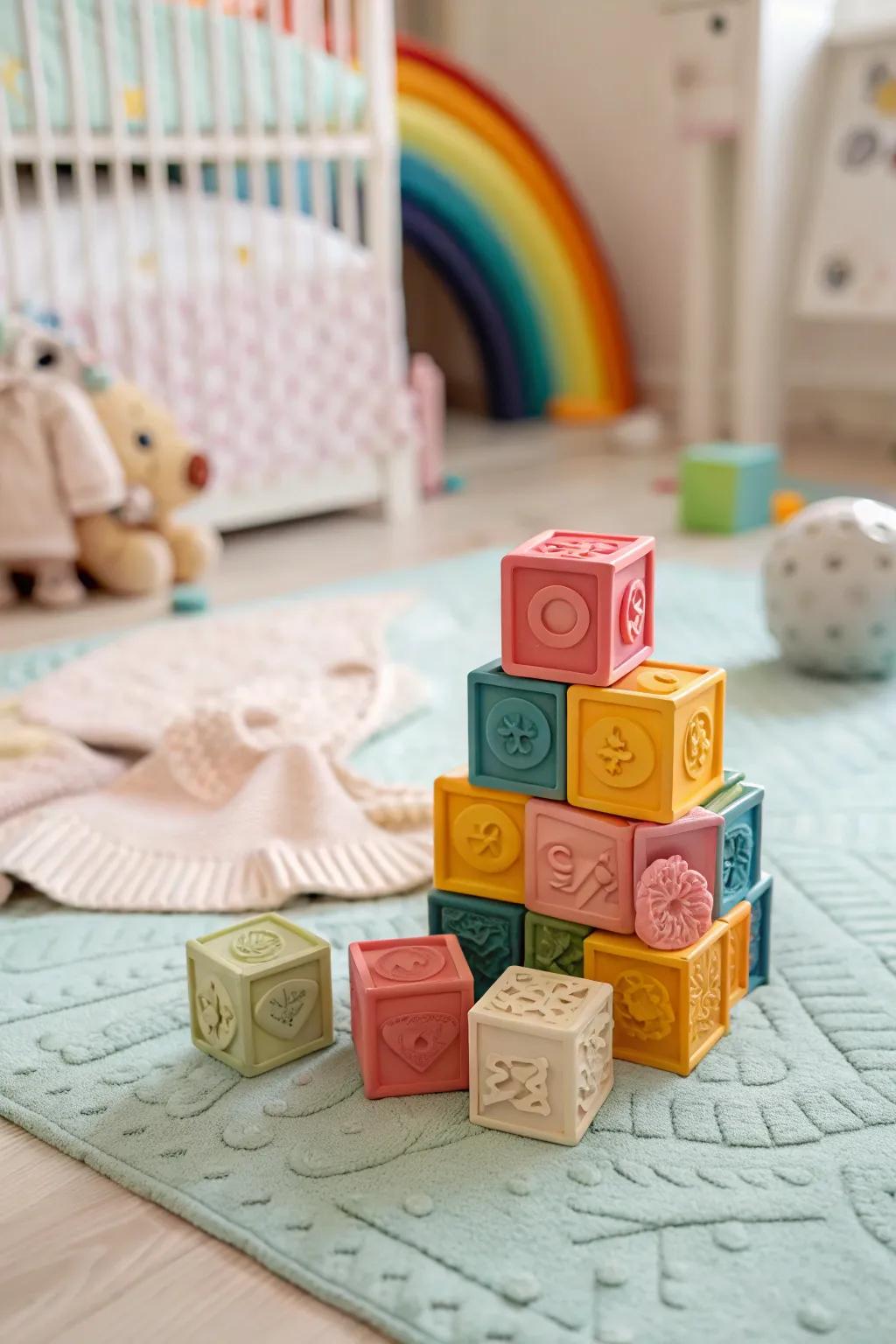 Tactile blocks captivate small hands and inquisitive minds.