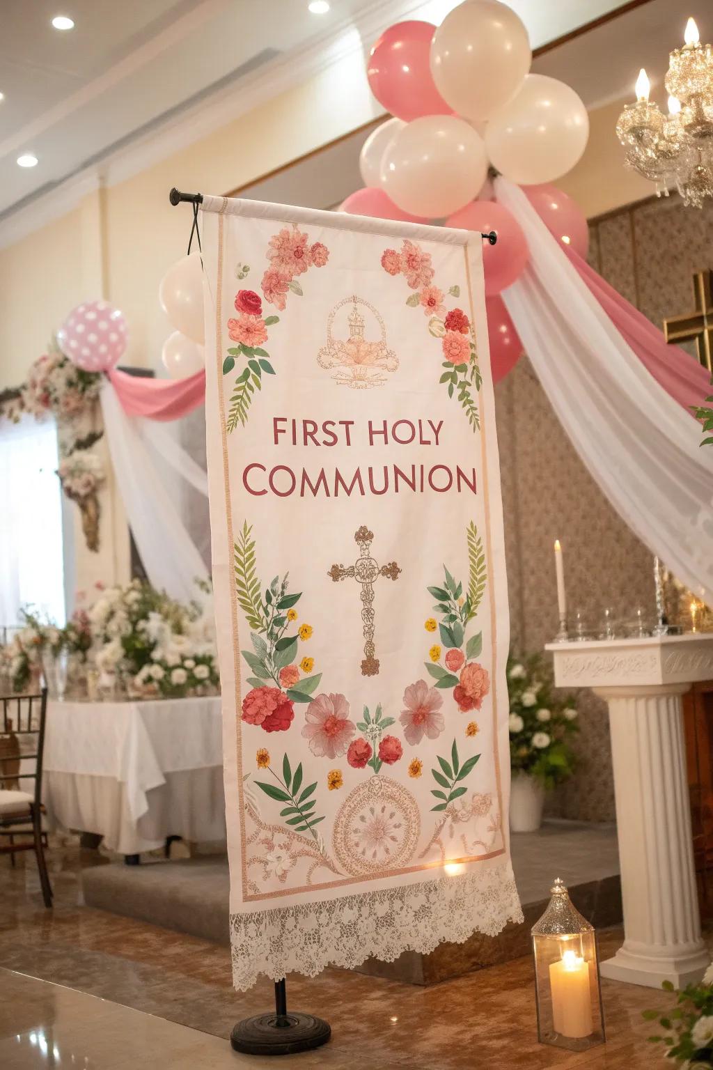 A beautiful personalized banner offers a heartfelt addition to any celebration.