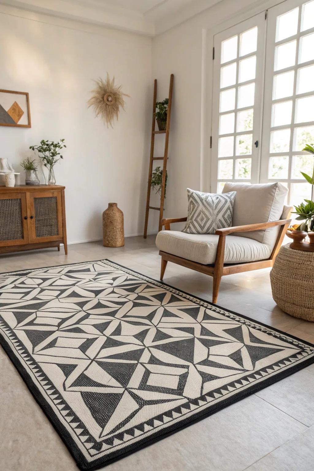 Geometric designs can transform a simple space into an engaging focal point.