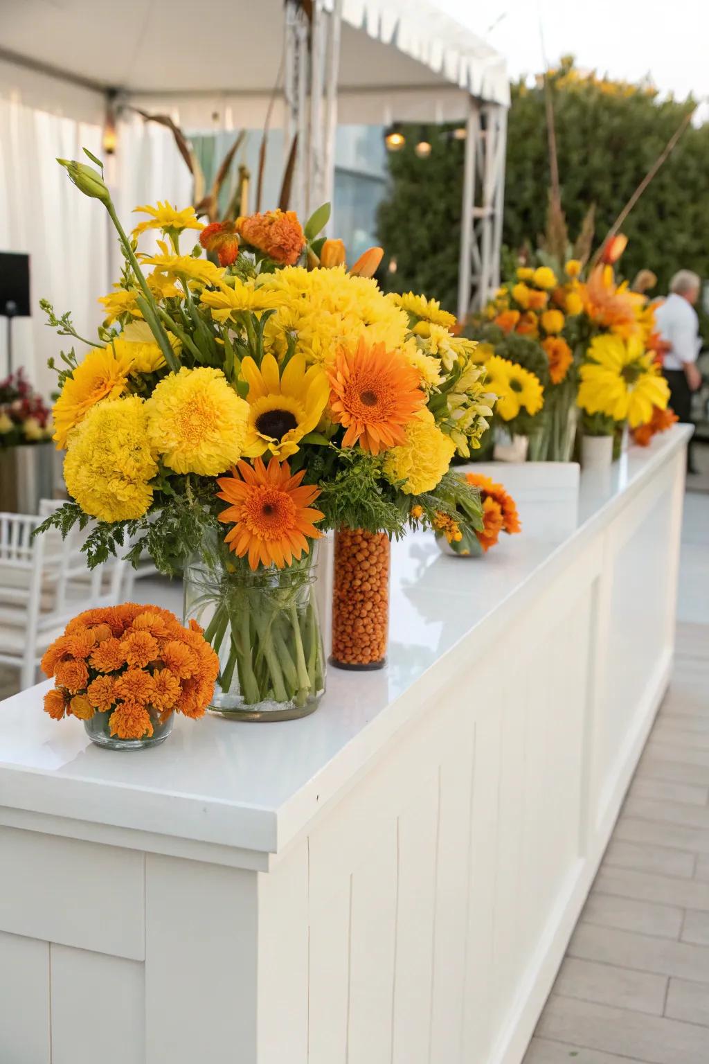 Lively colors breathe energy into your flower bar design.