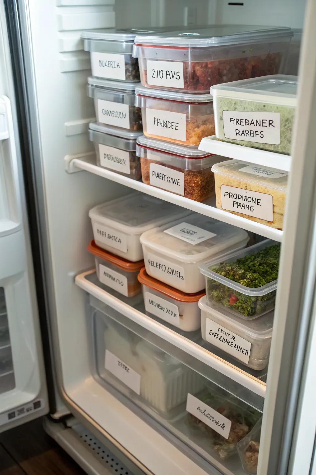 Labels simplify finding freezer items.