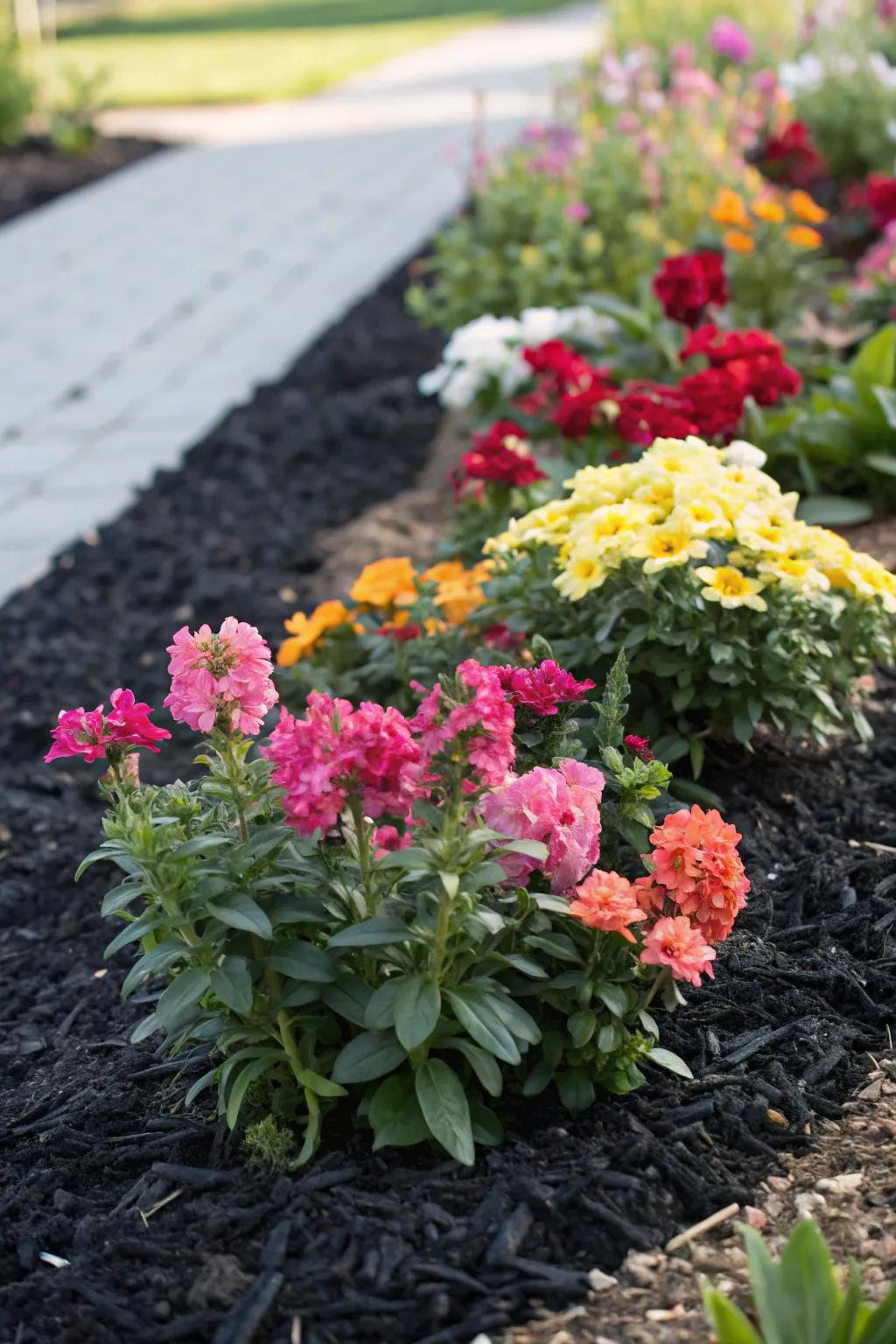 Let your flowers really shine with the bold look of dark ground cover.