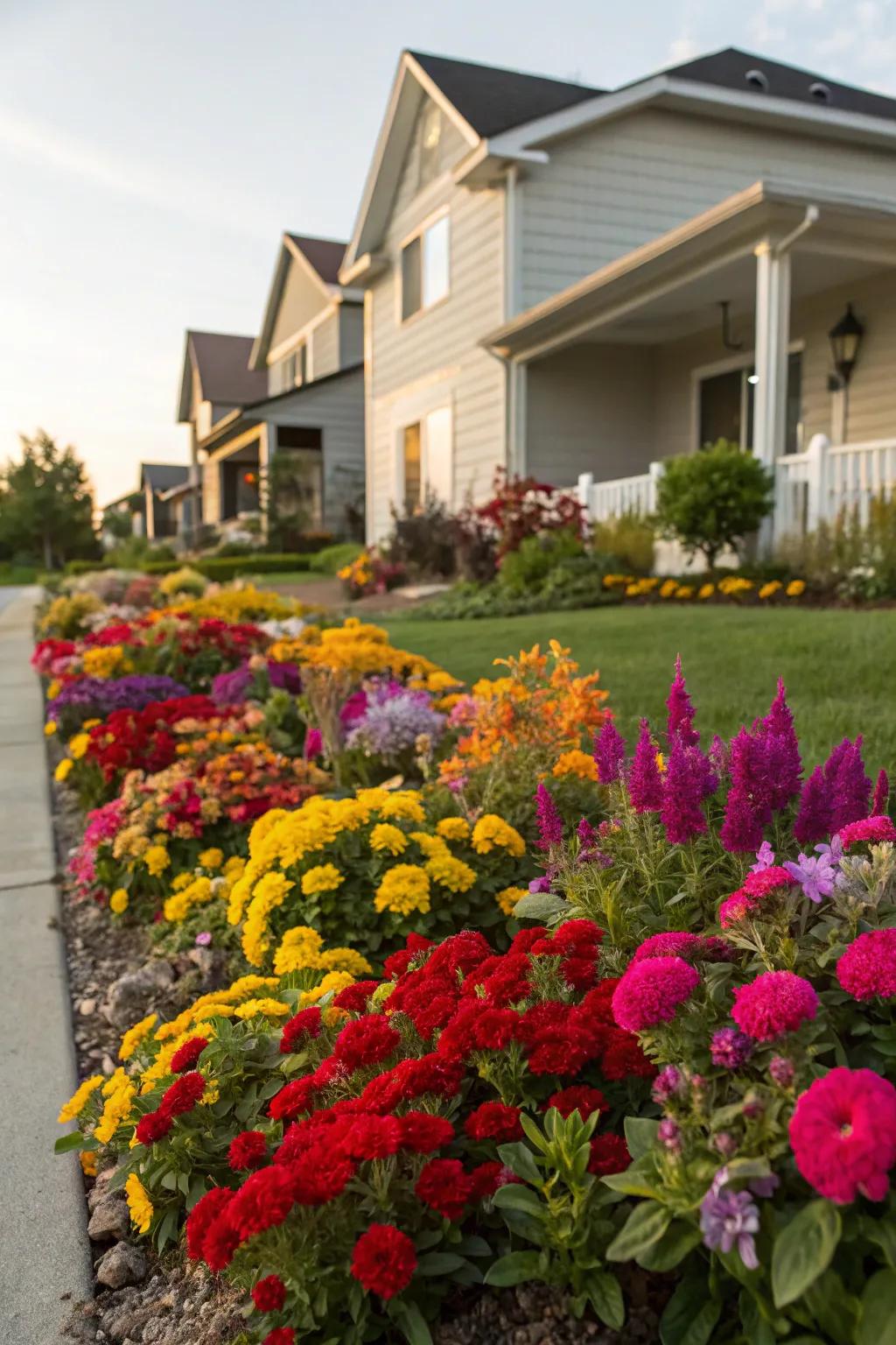 Fill your front yard with bright flower displays that bloom through every season.