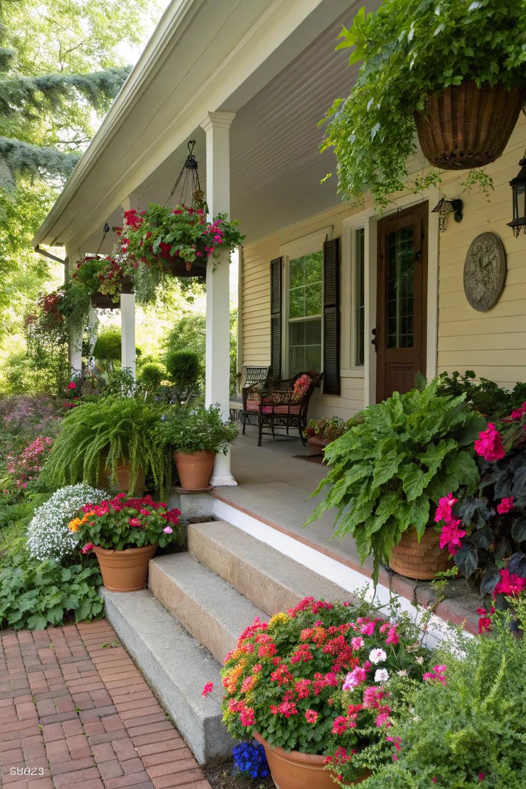 Lush plants bring freshness and allure to your porch.