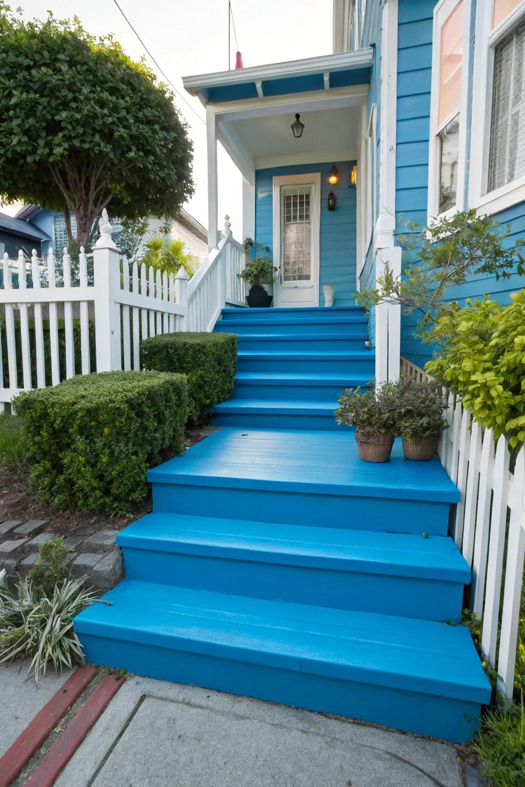 Transform your home's curb appeal with brightly painted front steps.