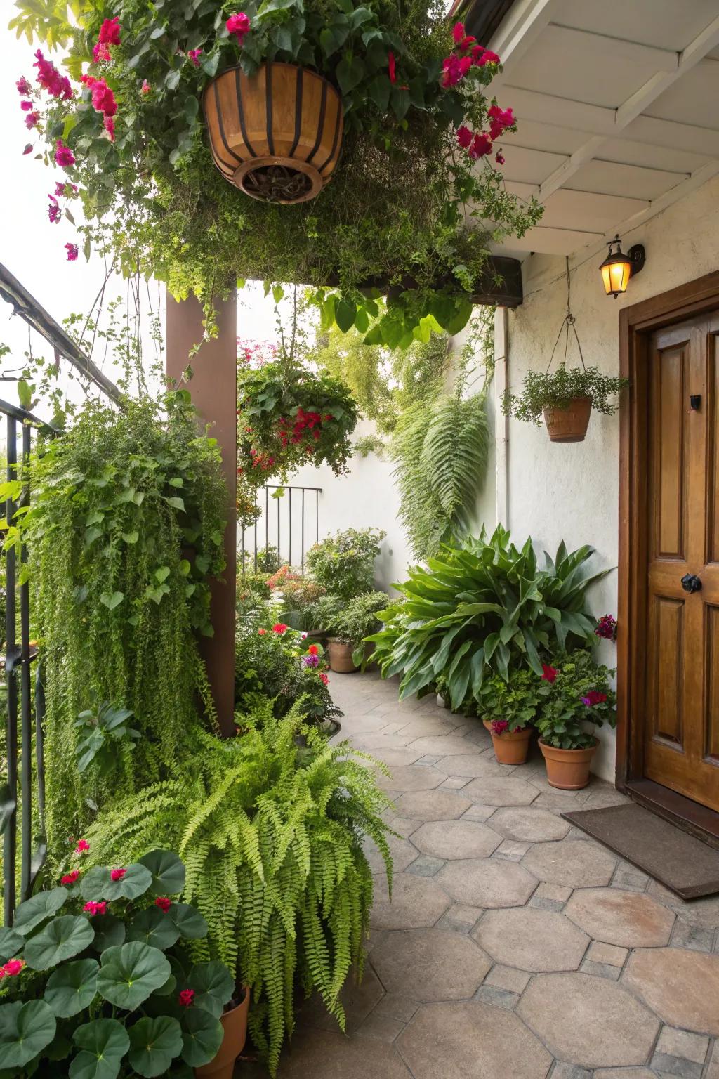 Enliven your patio with various flowers and plants.
