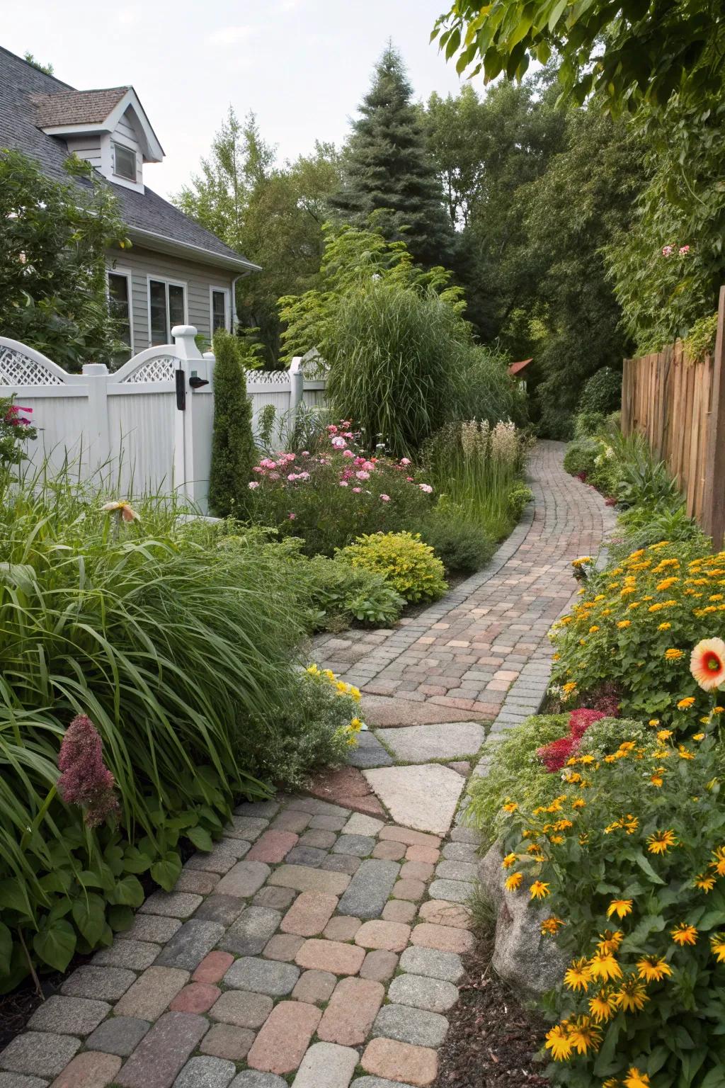 Mixing materials adds character and depth to your pathways.