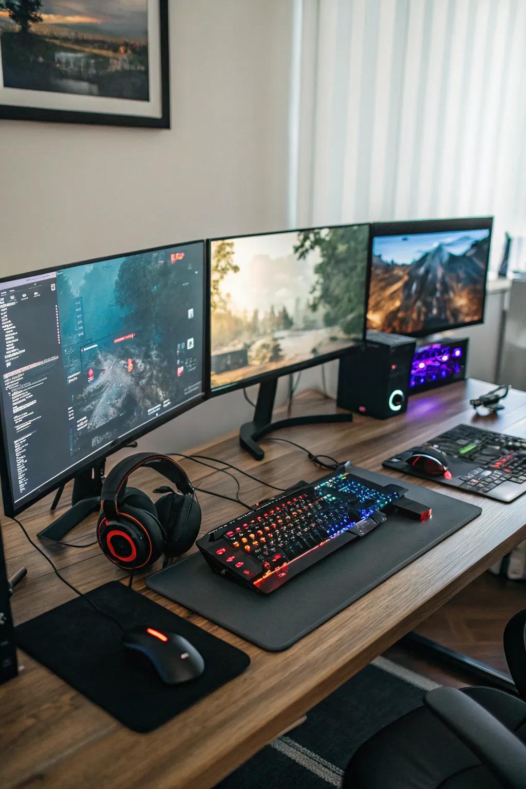 Multiple screens deliver an expansive gaming landscape.